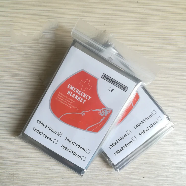 

Safe camping mylar emergency thermal blanket silver foil emergency blanket poncho