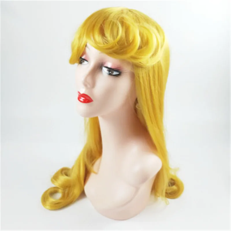 

cosplay high quality yellow color women Wig female Anime characters curly hair wig