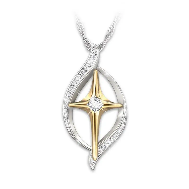 

Classic Fashion Cross Necklace Elegant Rhinestone Pendant Women's Jewelry Necklace