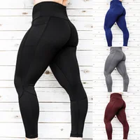 

2019 Amazon new pocket yoga pants women AliExpress high waist fitness pants pure color Europe and the United States tights