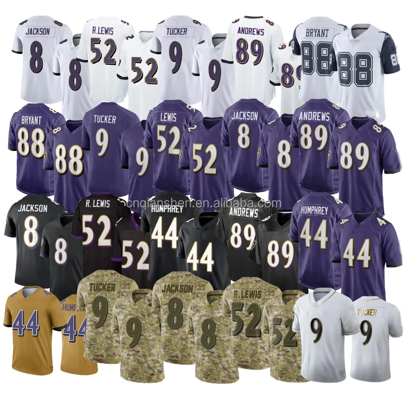 

Baltimore Lamar Jackson 8 Justin Tucker 9 Mark Andrews 89 Raven American Football Uniform Jersey Stitched Mens Sports Shirt Wear