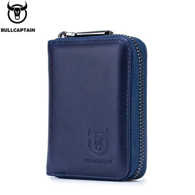 

BULLCAPTIN Leather RFID Anti-theft Organ Card Case Male Multi-Card Coin Leather Card Case