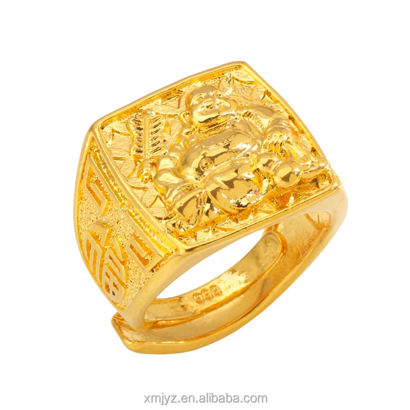 

Brass Gold-Plated Maitreya Buddha High Alloy 24K Gold Sand Gold Ring Male
