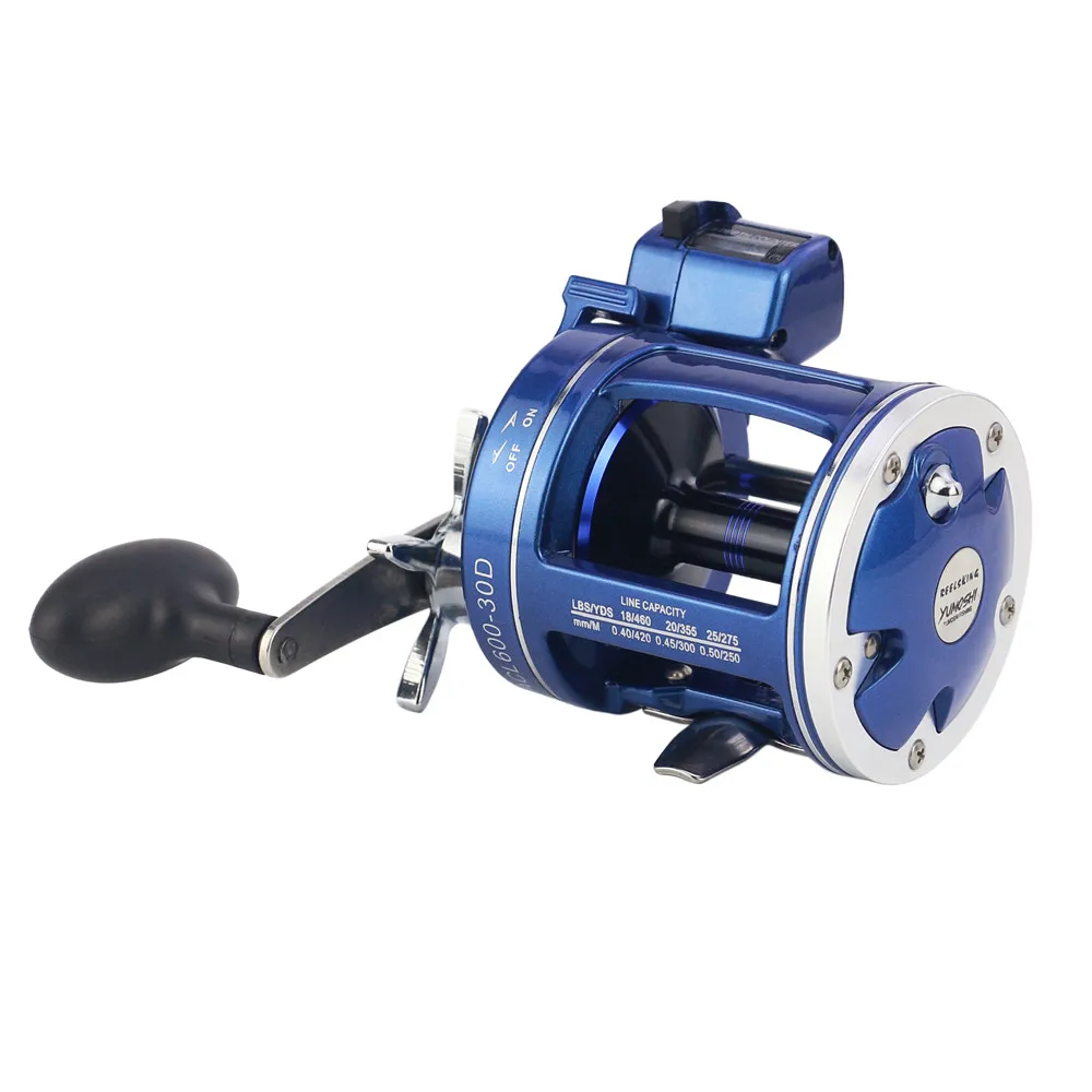 

Free Shipping Fishing Trolling Reel Line Counter Aluminum Alloy 12BB 3:8:1 Drum Wheel Fishing Reel High Speed Gears Smooth Drag
