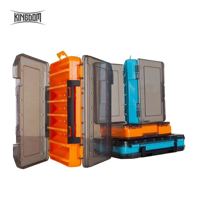 

Kingdom Fishing Box 12 14 compartments Fishing Accessories lure Hook Boxes storage Double Sided High Strength Fishing Tackle Box, 2 colors