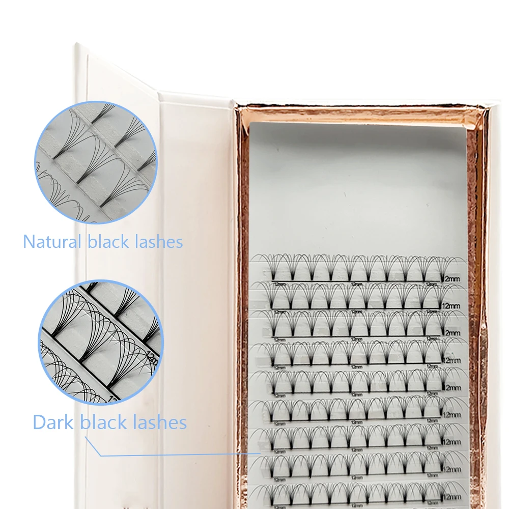 

Premade fan lashes big premade tray super black dark black 5d volume eyelash extensions 6d silk lashes