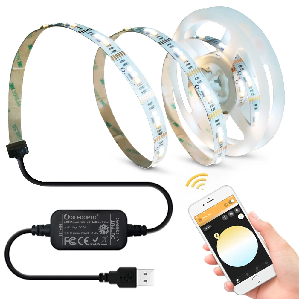 USB LED Bias Lighting Starter Kit for 40-55in Television, 6.56ft LED Lightstrip with SmartThings Compatible Controller