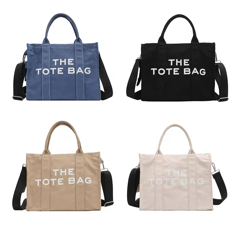 

Hot Selling large custom logo printed wholesale pocket cute woman luxury handbag the tote bag purse canvas women's tote bags, 5 colors