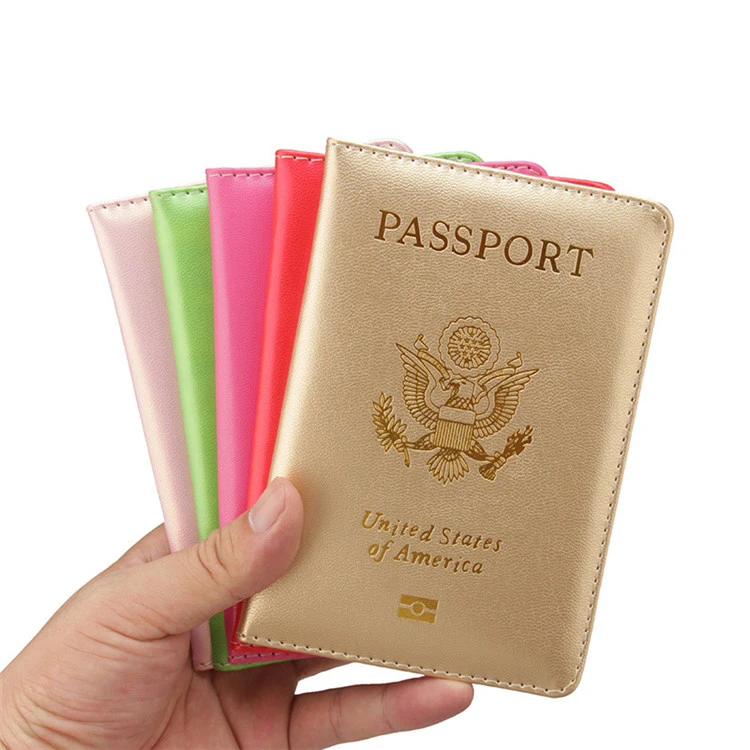 

Customized The United States of America Passport Holder Shinny Surface Multi 9 Colors Gold Foiled Debossed Passport Case PU