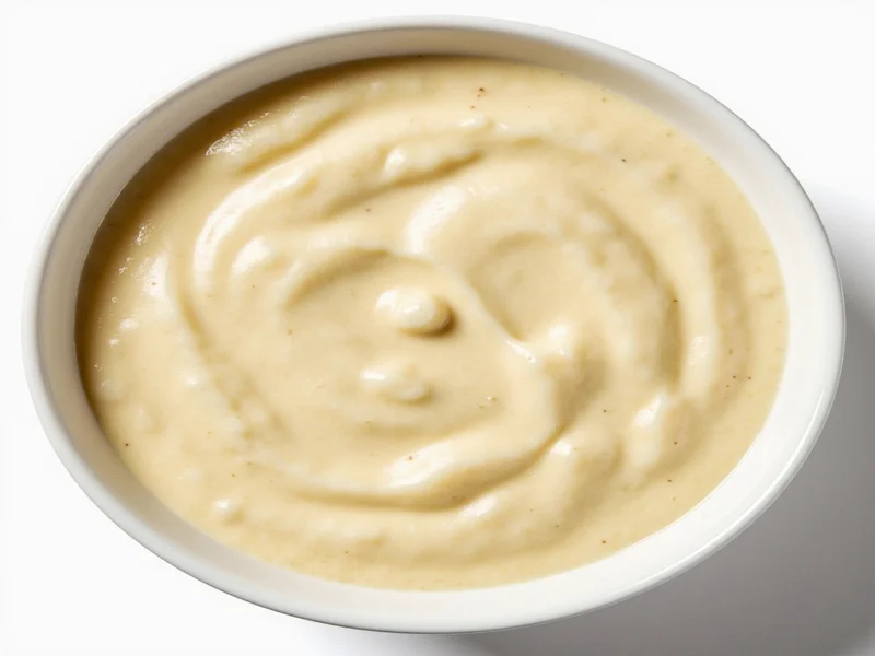 Creamy alfredo sauce swirling in white bowl