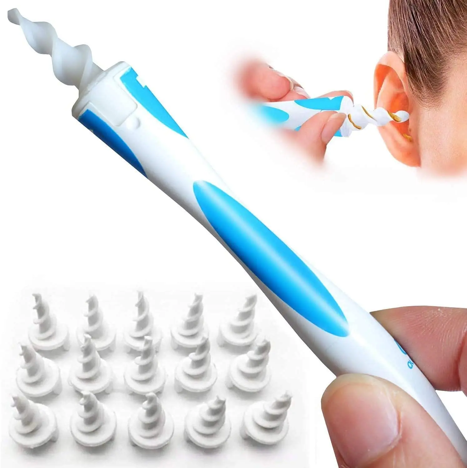 

Kingworth Silicone Ear Wax Remover Set Ear Cleaner With 16 Replacement Heads, Customized color