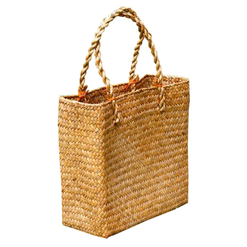 

Handmade Woven Tote Straw Bag Large Shopping Hand Bags For Summer Beach Travel Organizer Storage Holder