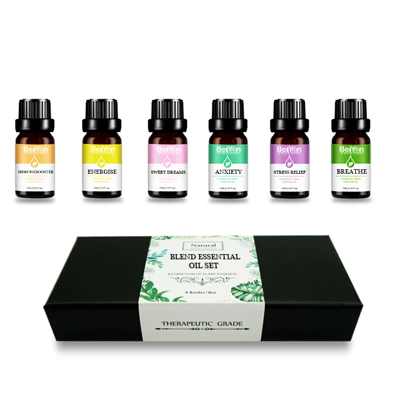 

High Concentrated Aromatherapy Essential Oils Blend set 6x10ml for Diffuser Essential oil Anxiety Relaxation Calming