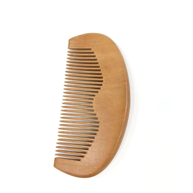 

Wide tooth detangling Peach wooden comb personalized beard hair comb with custom logo, Burlywood