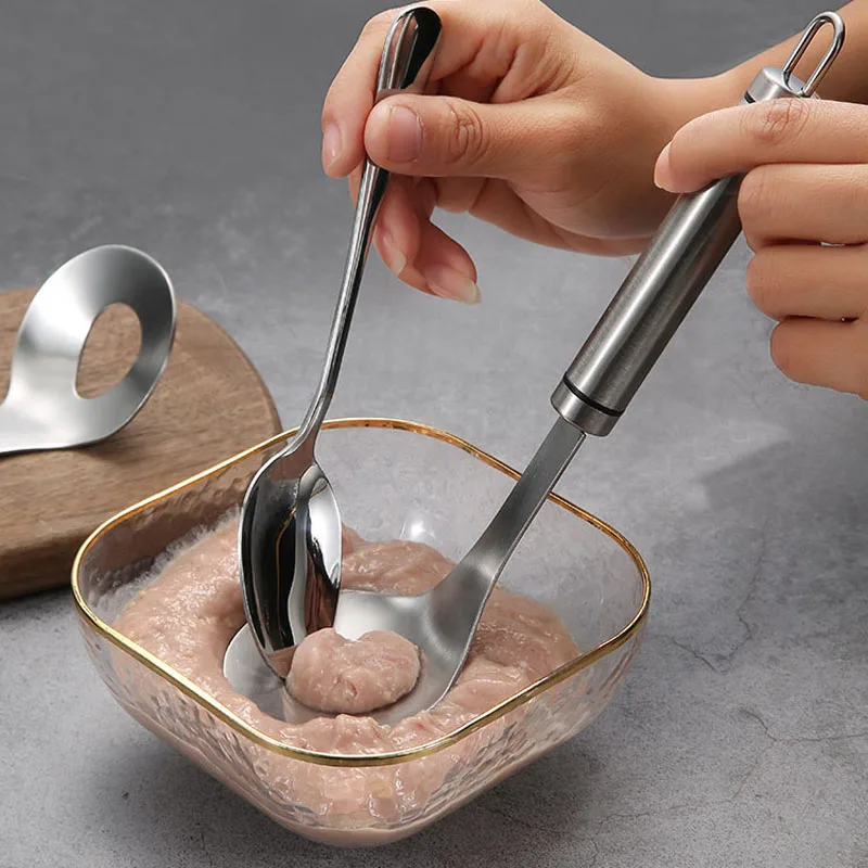 

Stainless Steel Kitchen Utensil DIY Meatball / Meat Ball Spoon Maker Tools, Silver