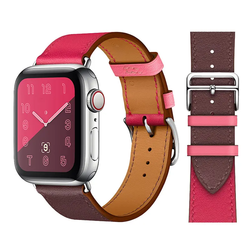 

custom luxury Leather iwatch bands high quality fashion Stitching color bracelet for apple watch straps