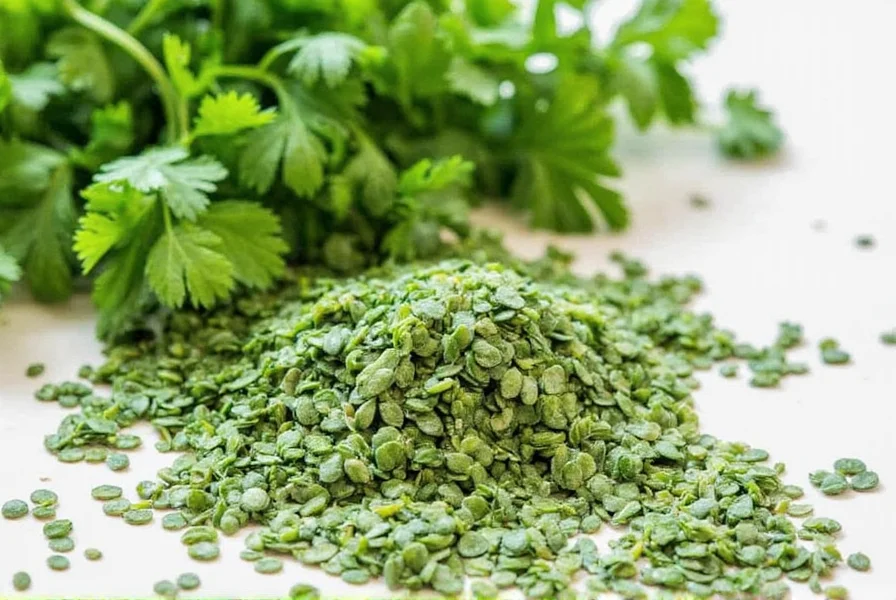 Glass jar filled with dried parsley