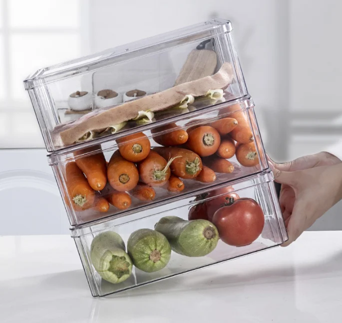 

Transparent storage box kitchen fruit and vegetable refrigerator plastic crisper