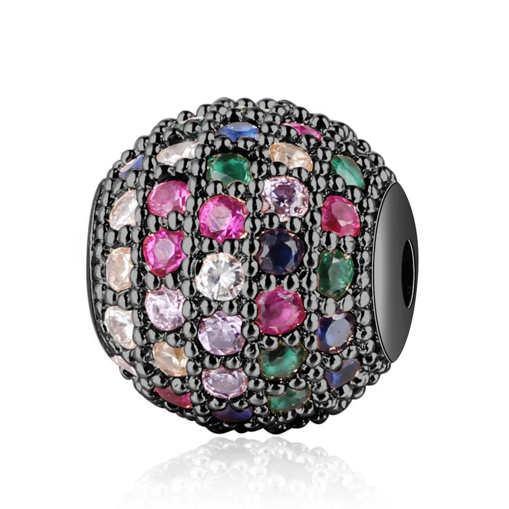 

Wholesale 6mm 8mm 10mm ball round CZ micro pave fashion jewelry accessories turkish beads spacer charm for bracelet, Multi color
