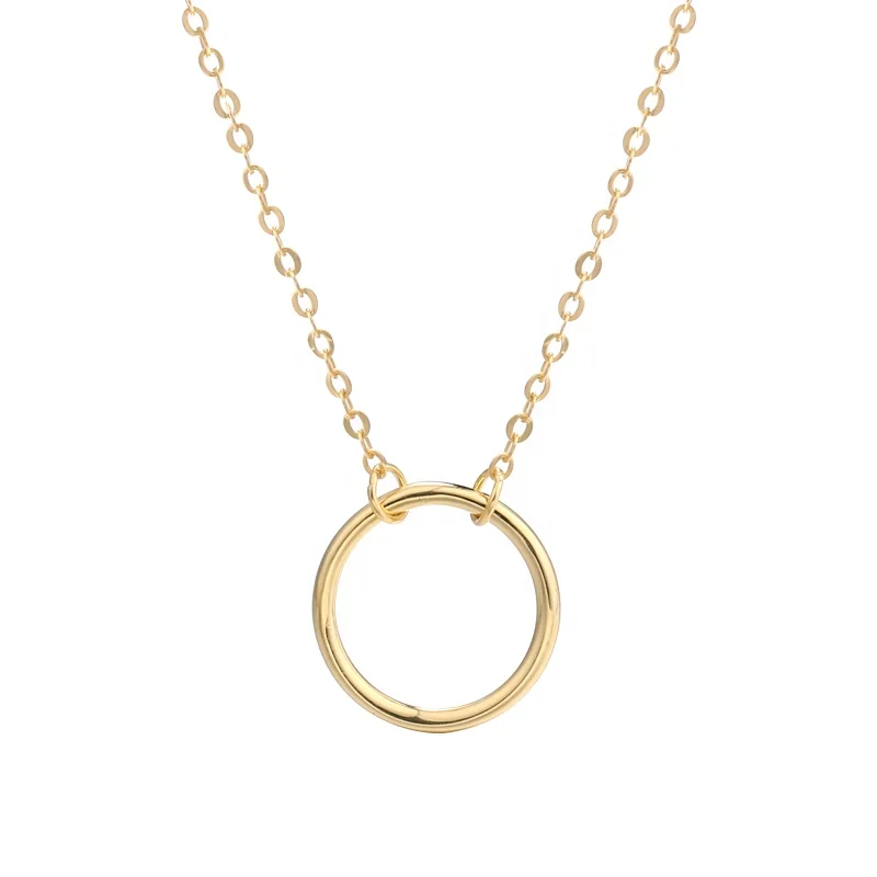 

A1368 Minimalist Jewellery Necklace 925 Sterling Silver Round Circle Necklace