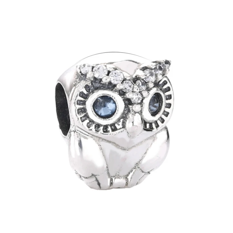 

New authentic fancy 925 sterling silver sparkling owl charm