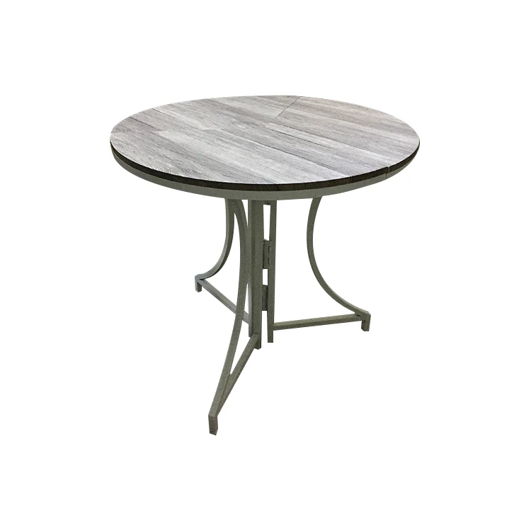 
New design quality control innovative round MDF and iron tube folding table 