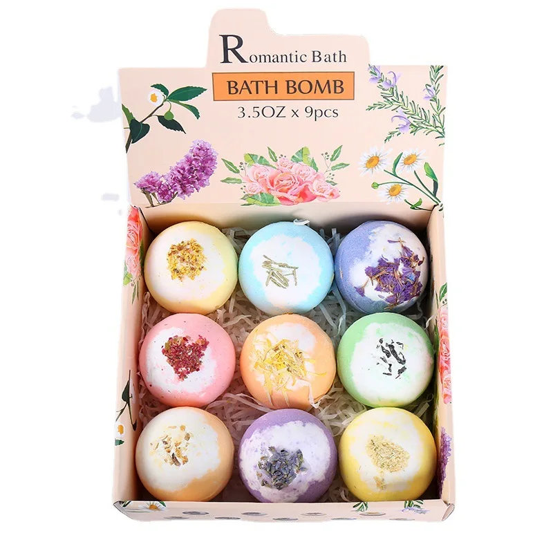 

Wholesale Price Large Bath bombs 9pcs 100g gift box set Bubble Bath Fizzies