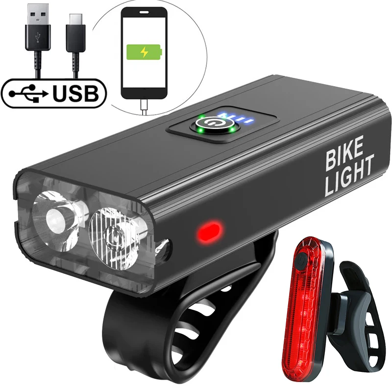 

OEM Powerful Super bright IPX5 waterproof USB rechargeable LED Bike Tail Rear Light Cycling Bike Light Bicycle Front Light