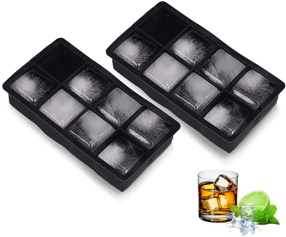 

8 Cavities Easy Release Silicone Ice Cube Trays Ice Mold Silicone Ice Cube Maker Bandeja De Cubitos De Hielo De Silicona, Any pantone color is available