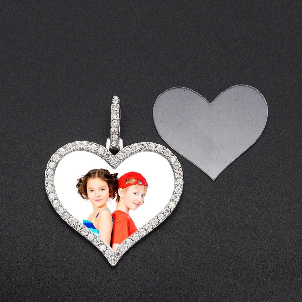 

Hip Hops Crystal Rhinestone Frame Pendant for Necklace DIY Heart Charm Frame Photo Pendant