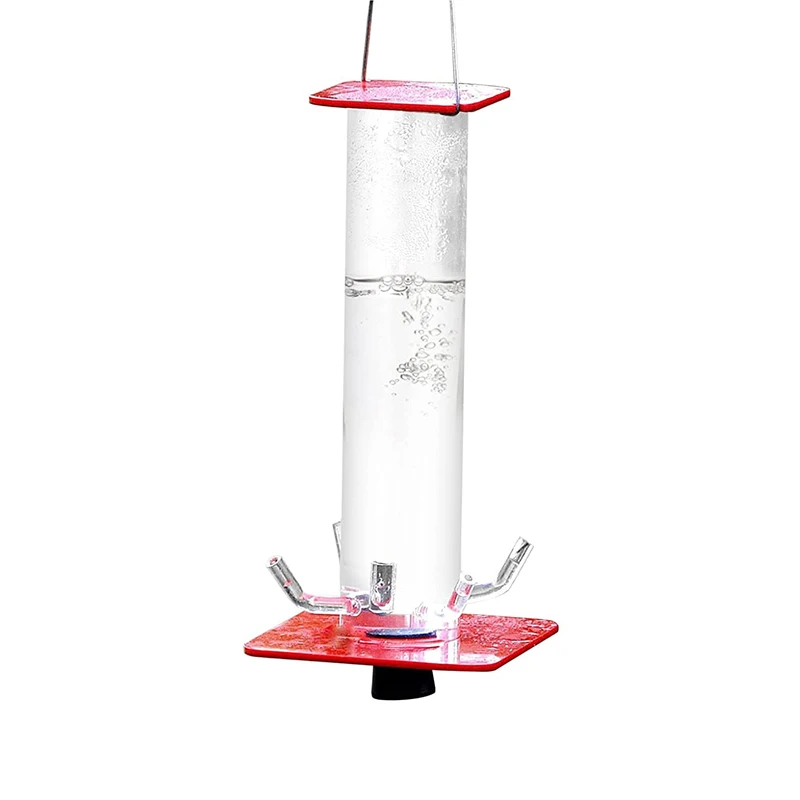 

EE008 5 Ports Red Plastic Hanging Bird Water Feeder Wild Bird Feeder Easy Filling Outside Birdhouse Acrylic Hummingbird Feeder, Transparent