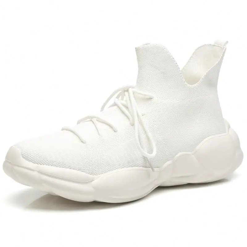 

New style Wholesale Rubber Sole Sock Sport Shoes , Black White Casual Knitted Sock Sneakers