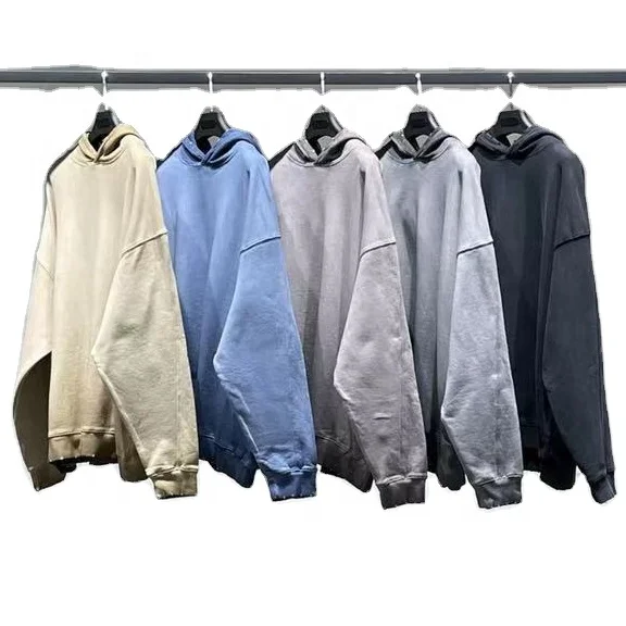 

2021 Lastest design french terry washed vintage jumper hoodie distressed street wear plus size men's hoodies & sweatshirts
