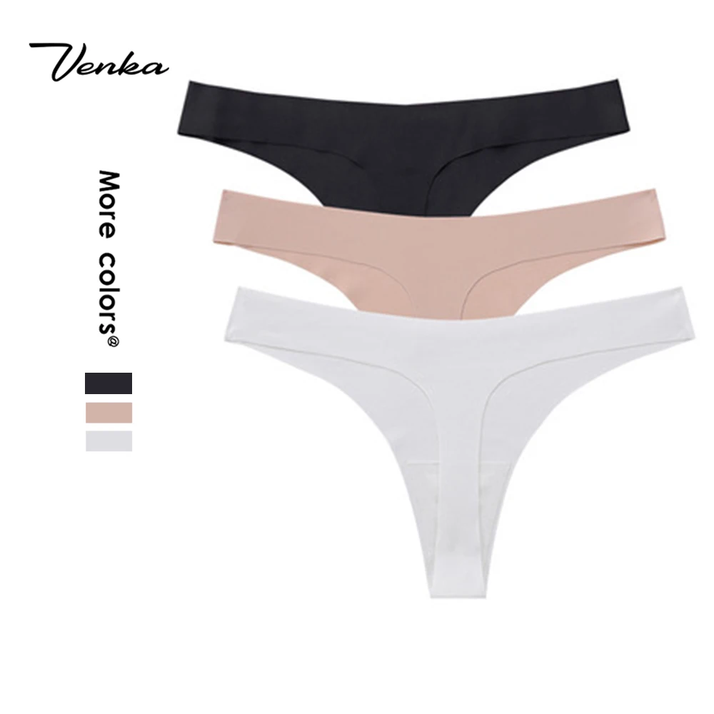 

New popular Plus Size Underwear Thong Soild women Thong Panties Low Waist Ice Silk Seamless Lingeries For Female, White,black,skin