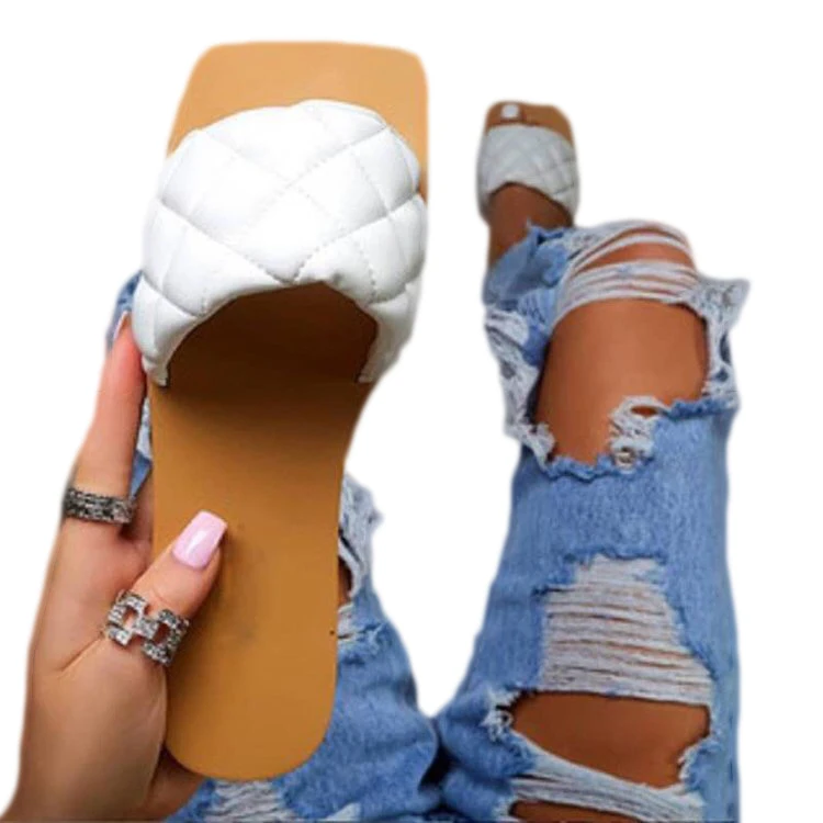 

Square toe slippers women European and American style ladies open toe sandals