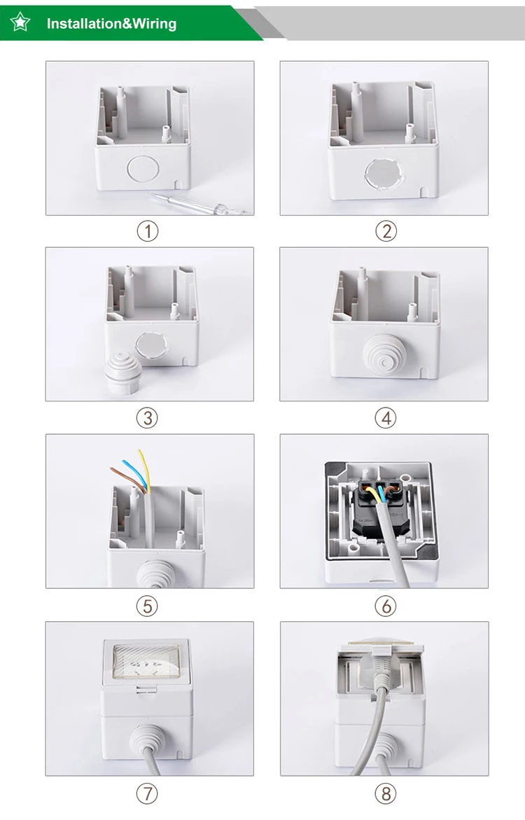 Surfaced Installation Household Socket Waterproof 13A UK British Standard Wall Socket