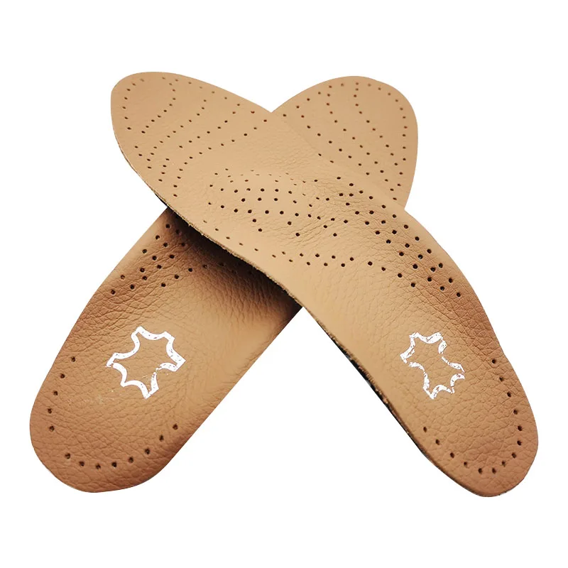Wholesale Orthopedic Leather Shoe Insoles with High Arch Support Customized Size