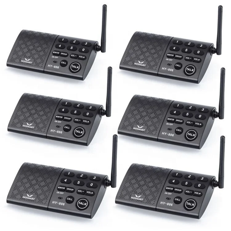 

Portable Wireless Intercom System Hosmart 1500FT Long Range, 6 Channel For Home - 6 stations, Black