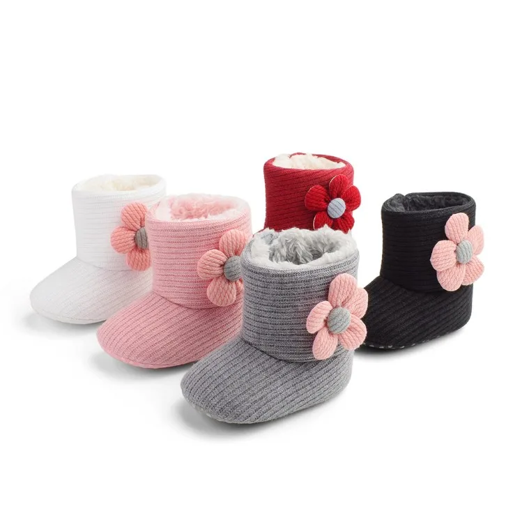 

wholesale new arrival baby beautiful flower boots baby girl winter toddler knitted wool boots