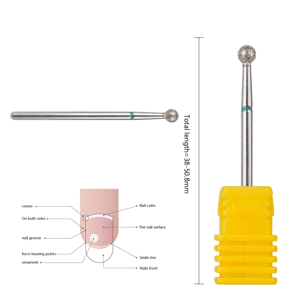 

Hotsale Professional Ball Diamond Nail Drill Bit Diamond Rotary Bur For Nail Cuticle