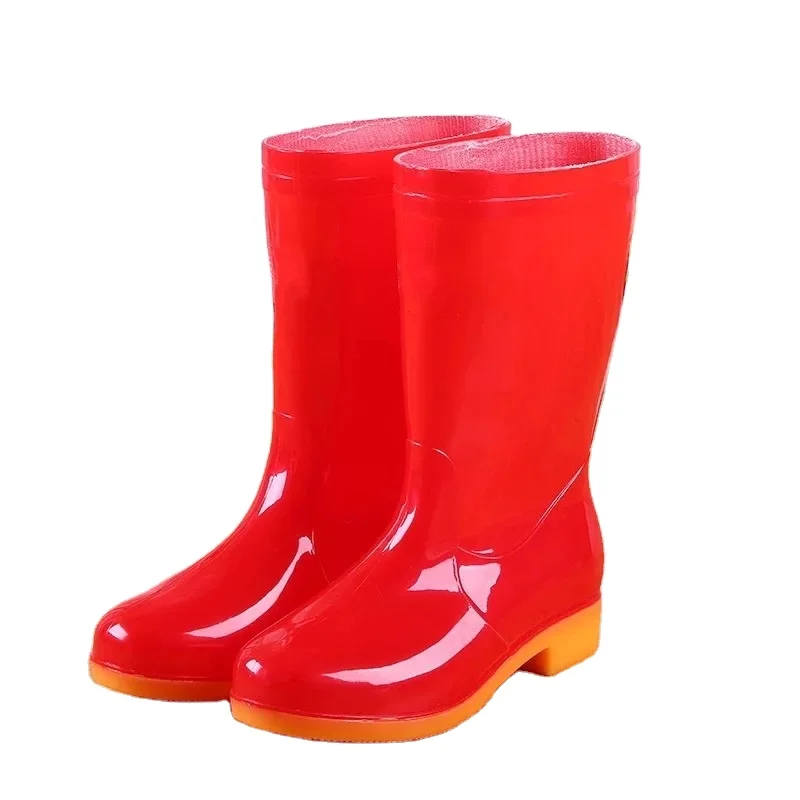 

Women's Rain Boots PVC Surface Cotton Lining With Increased Waterproof And Chemical Women's Mid-length Rain Boots