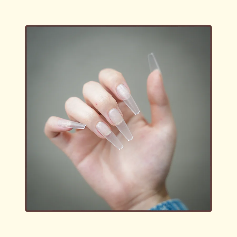 

Factory OEM Long Square no-creasing Finger Nails Professional Transparent Nature Salon False Nails