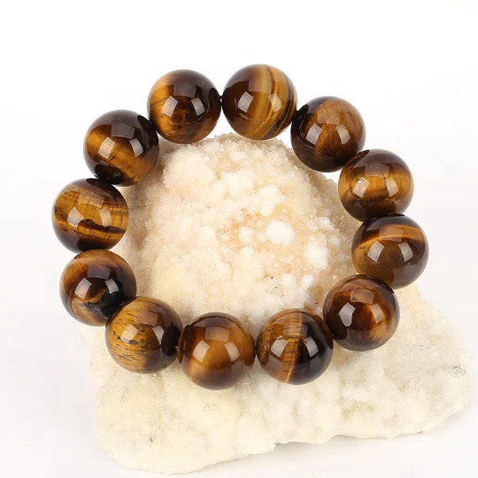 

Wholesale Yellow Tiger Eye Beaded Bracelet 19mm Tiger eye Beads For Gift, Natural