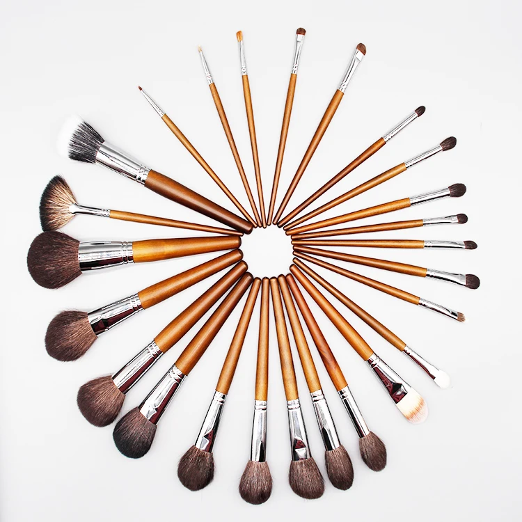 

25 Makeup Brush Set Wooden Custom Private Label Brushes Logo Super Soft Make Up Cosmetic