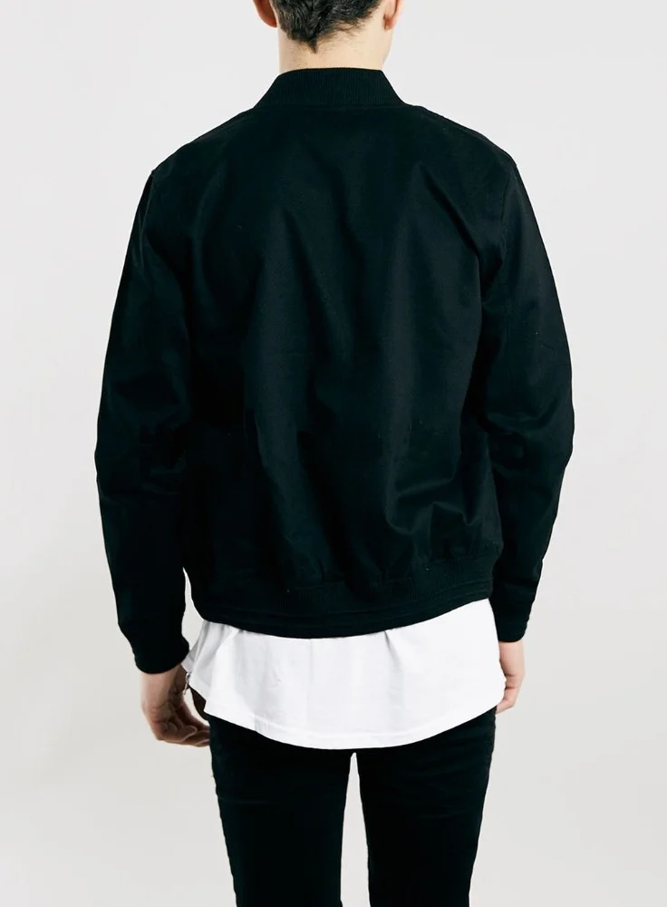 Wholesale Fashion Style Black Bomber Jacket Plain Black Mens Winter