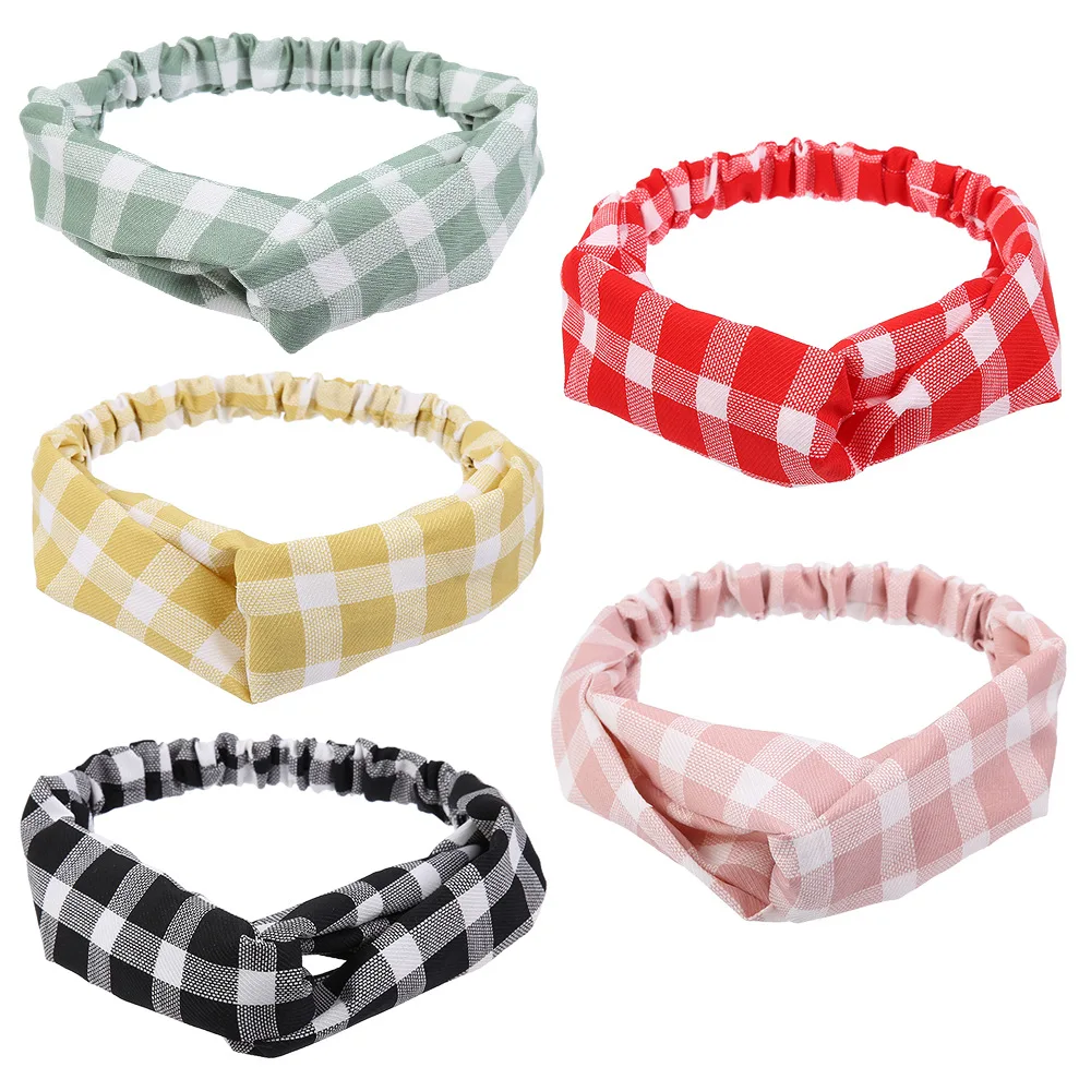 

Fashion Simple Style Lattice Hairband Hair Decoration Accessories Ladies Elastic Fabric Hair Band Headband For Women And Girls