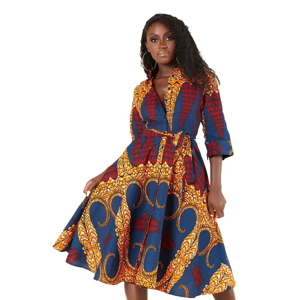

10225-MX87 ethnic style classic printed kaftan dresses ladies sehe fashion