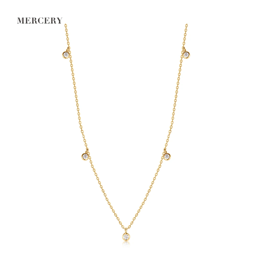 

Mercery Fashion Jewelry Multiple Charm Necklace 14k Solid Gold Necklace Gh-si White Diamond Gifts For Ladies