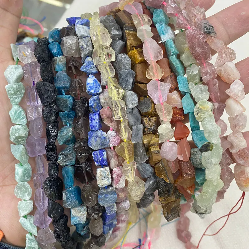 8-10mm Irregular Natural Rough Raw Healing Crystal Quartz Jade Stone Beads for Jewelry Making