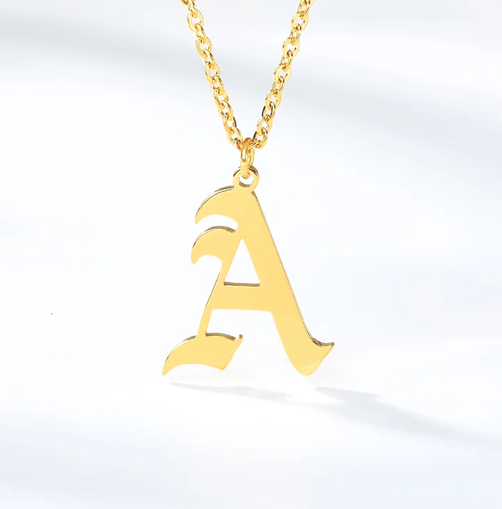 

18K Gold Plated simple retro English initial necklace letter